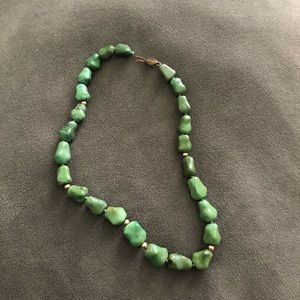 Jade slightly graduated with 14k gold beads
